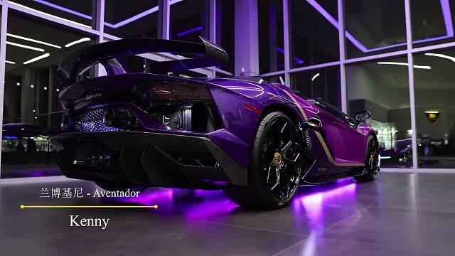 紫色的兰博基尼大牛 战斗感十足，这车身颜色谁看了不迷糊