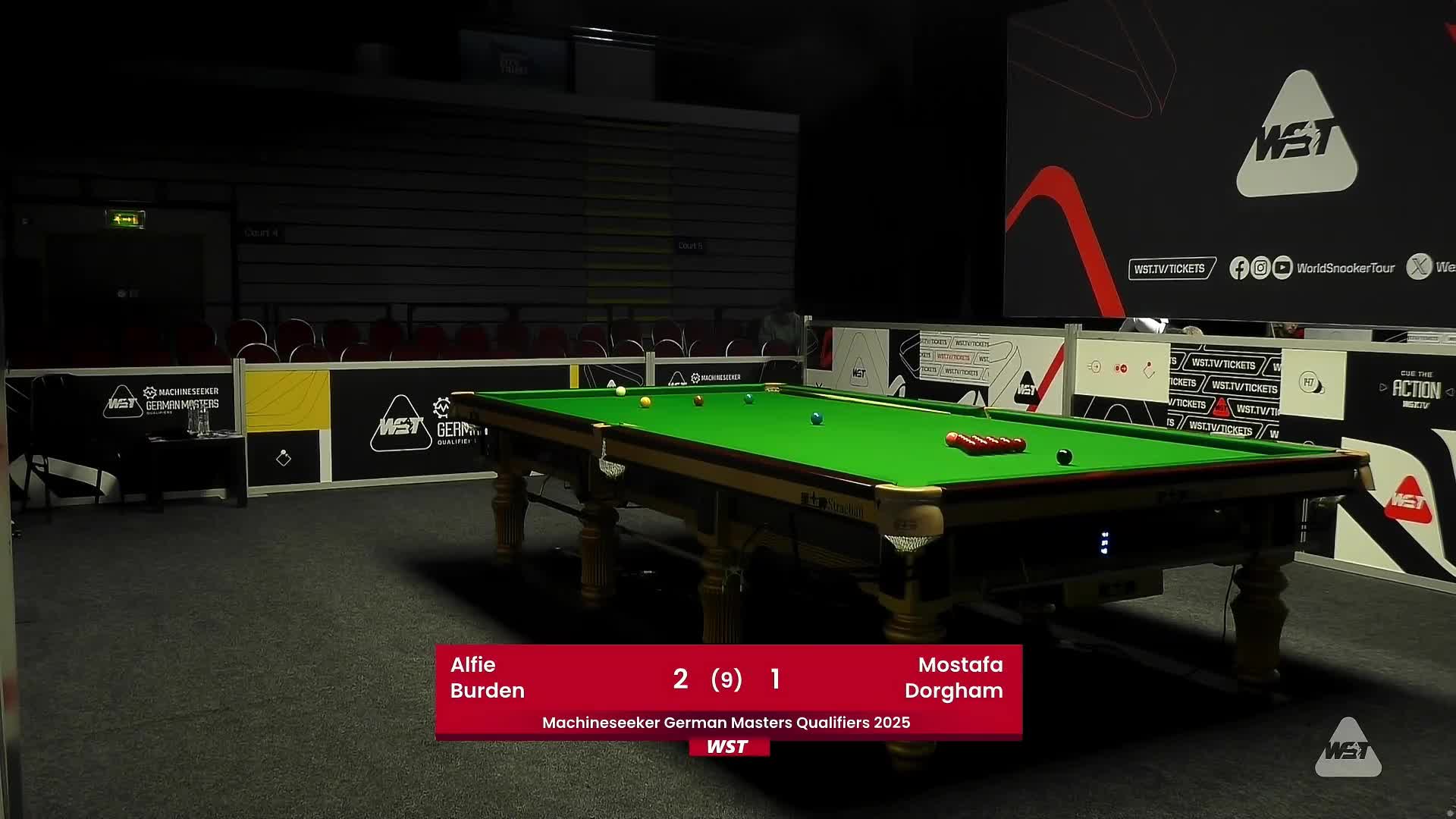 阿尔菲·伯顿VS穆斯塔法·多汉姆2025斯诺克德国大师赛资格赛  清流