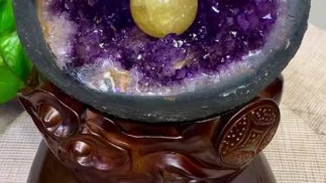 圆圆的钱袋子#紫晶洞 #九紫离火运 #天然水晶 #招财 #精品摆件