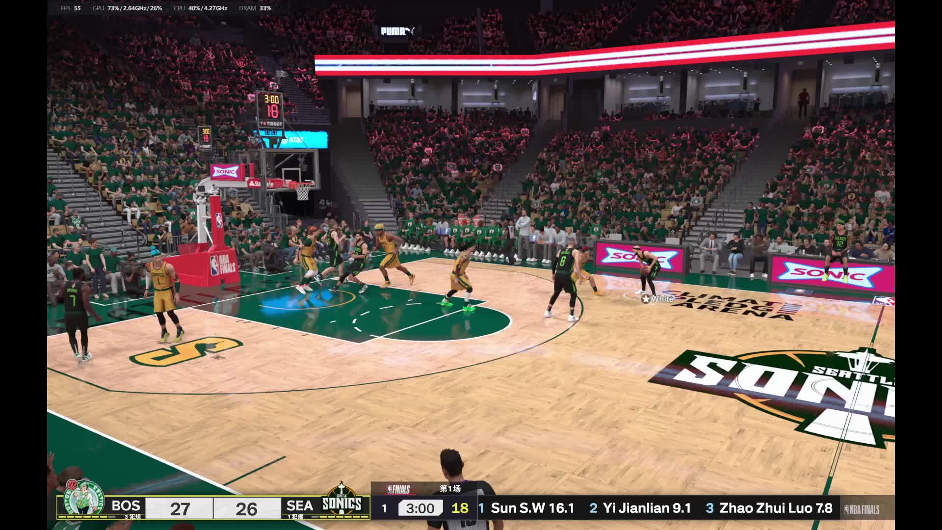 S4赛季-总决赛G1 凯尔特人vs超音速 57-59 上半场