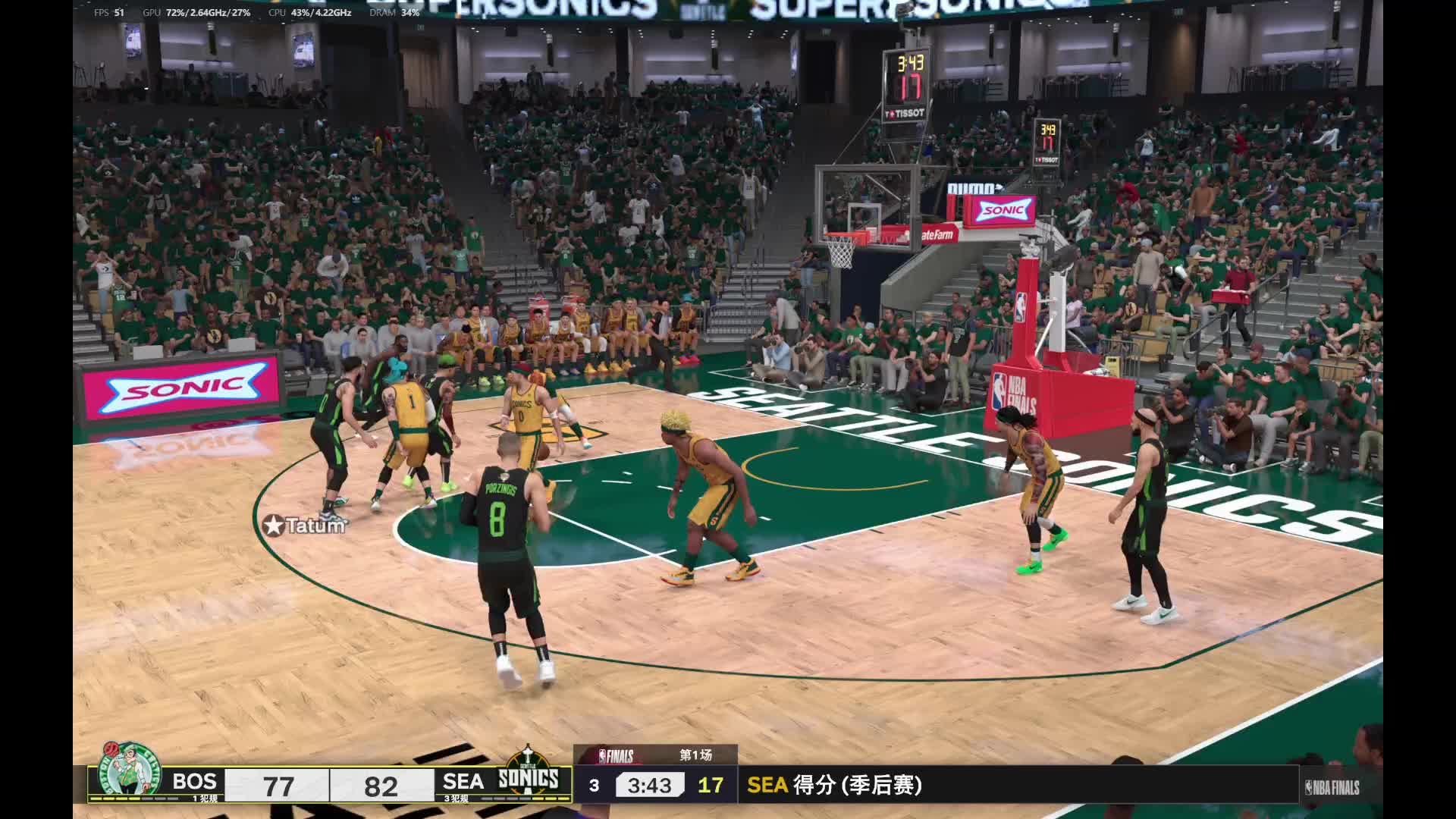 S4赛季-总决赛G1 凯尔特人vs超音速 111-120