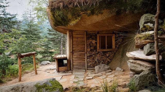 带上我的狗闯荡森林，在一块绝大的岩石下，建造出了超级住所