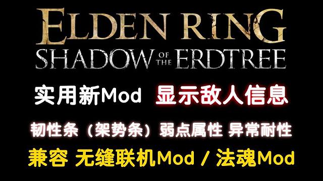 新Mod！显示敌人信息，韧性条（架势条）+弱点属性+异常！【艾尔登法环】