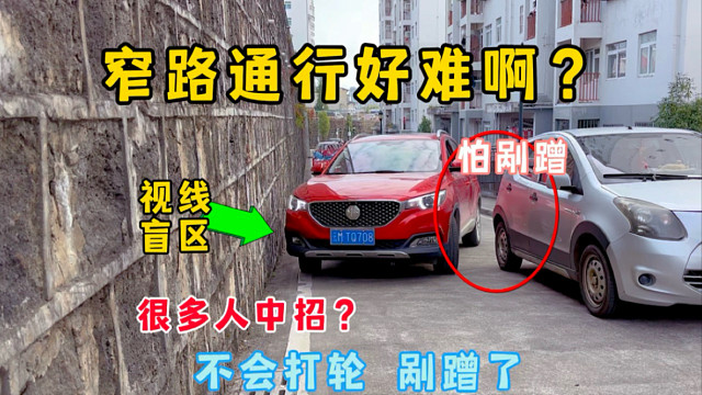 窄路通行难操作？很多人不会打轮中招被刮，两个方法快速解决