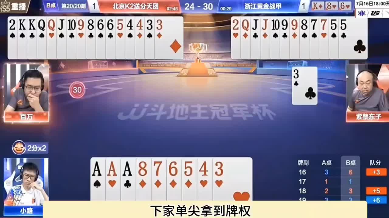 地主挖坑把自己给埋了，外面还有双王，直接空出对二