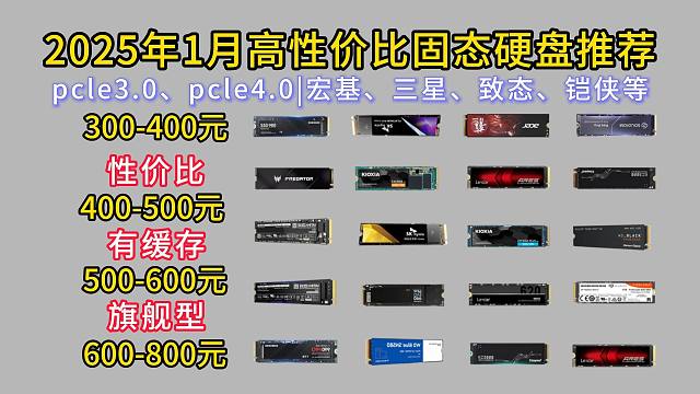 固态硬盘大跳水，硬盘要怎么选？2025年1月（年货节）固态硬盘推荐，高性价比 覆盖Pcie3.0/4