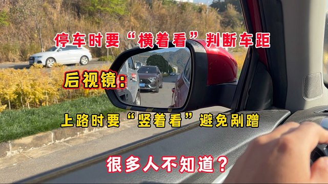 停车时横着看后视镜判断车距，上路时竖着看避免剐蹭，你不知道