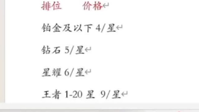 王者荣耀代练代打价格表，国标，金标，巅峰赛，百星王者，都能打，有需要的板板可以私聊详谈，同行点赞即可