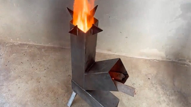 用方管创意制作巧妙又便捷的火箭炉，太牛了