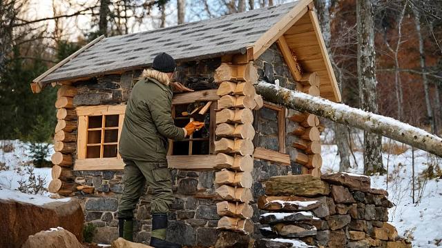 再次带上我的狗进入森林，完善没建造完工的木屋，争取能舒适居住在里面