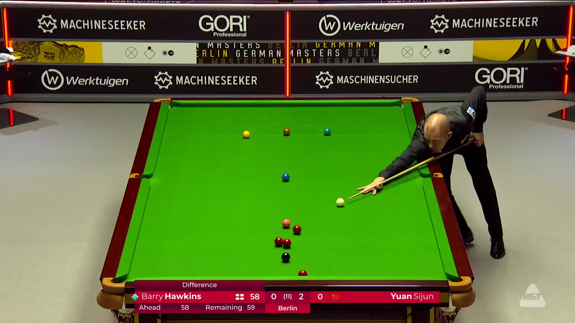 袁思俊VS巴里·霍金斯 2025斯诺克德国大师赛 清流