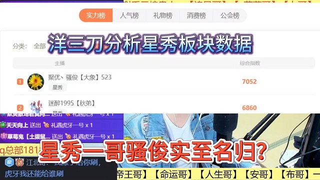 洋三刀分析星秀板块数据，星秀一哥骚俊实至名归？