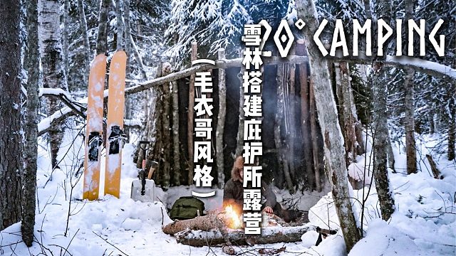 雪林搭建庇护所露营