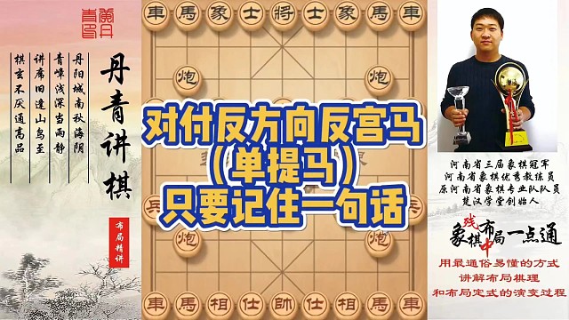 对付反方向反宫马（单提马），只要记住一句话！如何快速提升象棋水平系统学棋？如何学习布局、中局、残局？