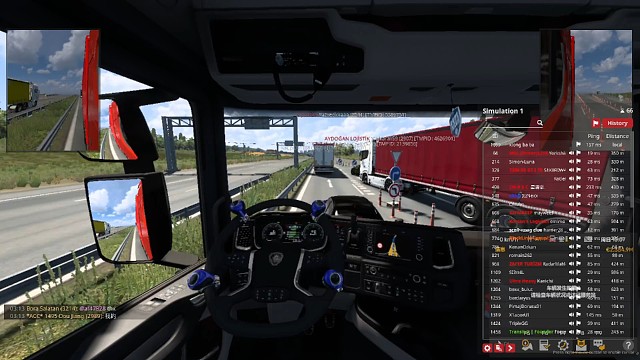 TMP全球卡车线上联机，加来小路入口处老外小车直行让车 素质挺好的，给你点个赞