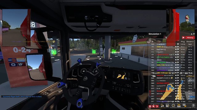 TMP欧卡全球卡车线上联机，自己车快没油了，加来小路第一个加油站有变化，体验一下，加油站挺好的