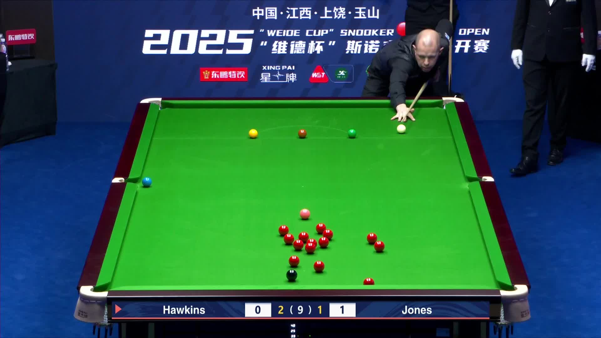 詹姆·琼斯VS巴里·霍金斯 2025斯诺克世界公开赛 清流