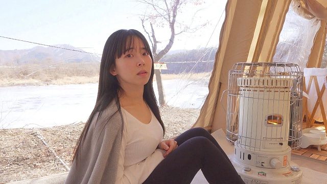 冬天下雨…湖面结冰的长白池最后一晚  洪川龙加里教师露营地