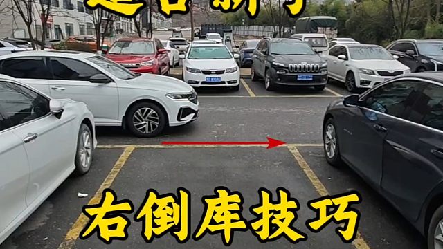 适合新手的现实版右倒车入库技巧，简单实用，一看就会