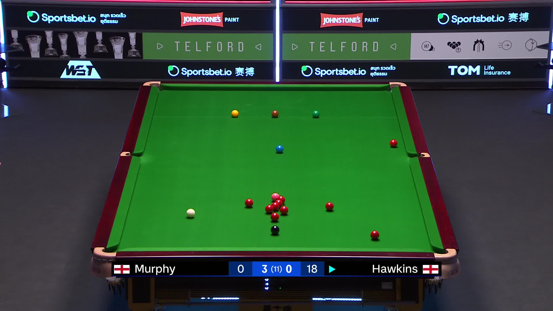 巴里·霍金斯VS肖恩·墨菲 2025斯诺克球员锦标赛 清流
