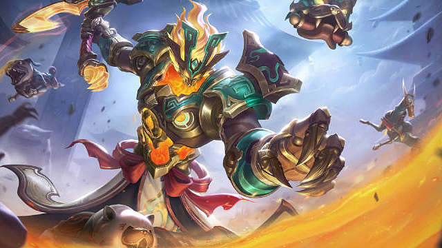 技能特效•一技能：释放时以自身为中心向周围发射青黄色地震波。•二技能：抛出黄色钩子，尾端缠绕青色丝线