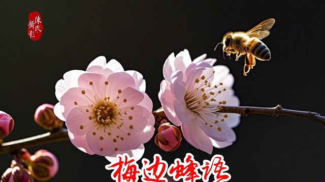 蜜蜂亲吻美人梅