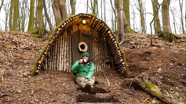野猪出没！在山腰的树根之间建造一个相对安全的避难所，以求生存