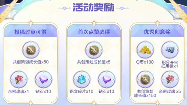 可以投稿语音了，过审可以拿50共创策划成长值，一朵花还有钻石，不过审的等14号点赞吧，我就很少过审