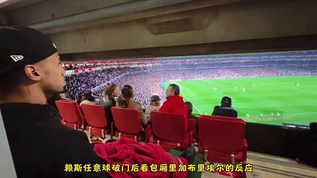赖斯任意球破门后看包厢里加布里埃尔的反应，激动万分