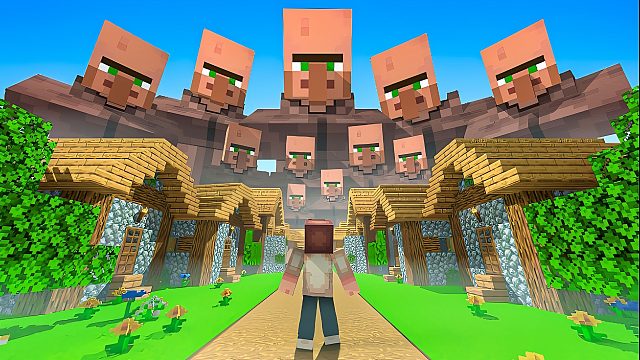 当我来到了超级巨型村庄？村民和房子都放大300倍！我的世界