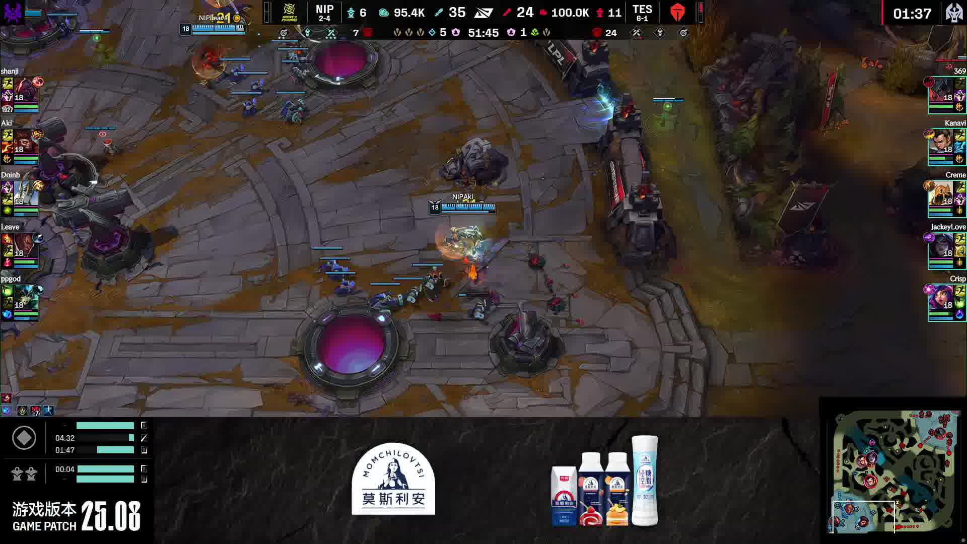 【TES击杀大龙】TES利用兵线牵制NIP，随后击杀纳什男爵