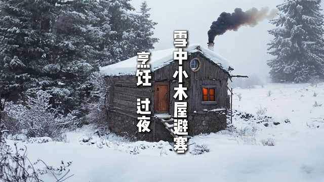 雪中小木屋避寒  烹饪   过夜