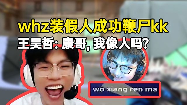 王昊哲装假人成功鞭尸康康，whz：康哥，我像人吗？