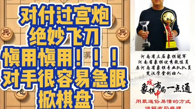 对付过宫炮的绝妙飞刀，慎用！慎用！对手很容易急眼掀棋盘！如何快速提升象棋水平系统学棋？真心教棋，带你
