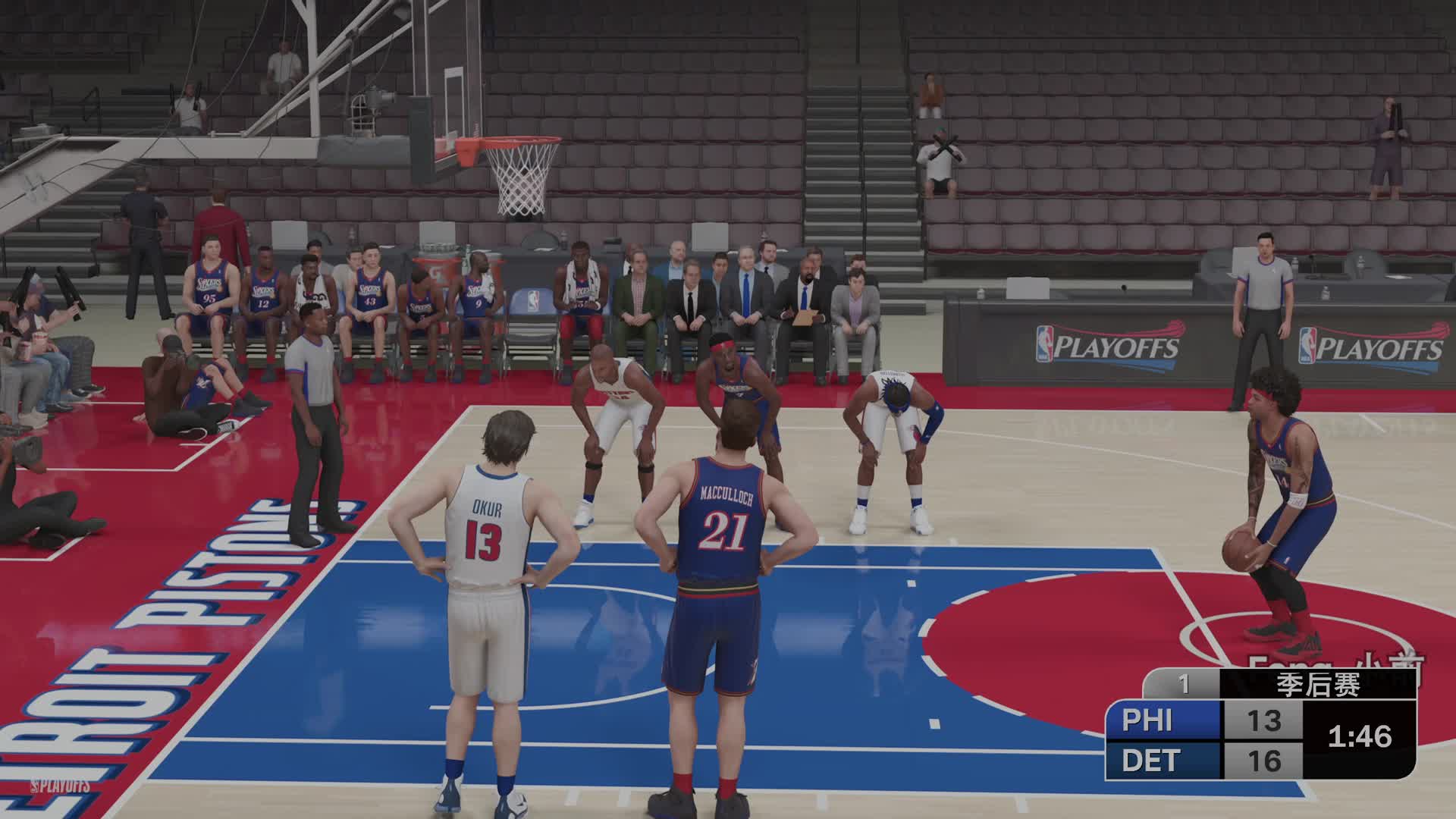 K1赛季 季后赛-东决G1 76人vs活塞 35-35 上半场