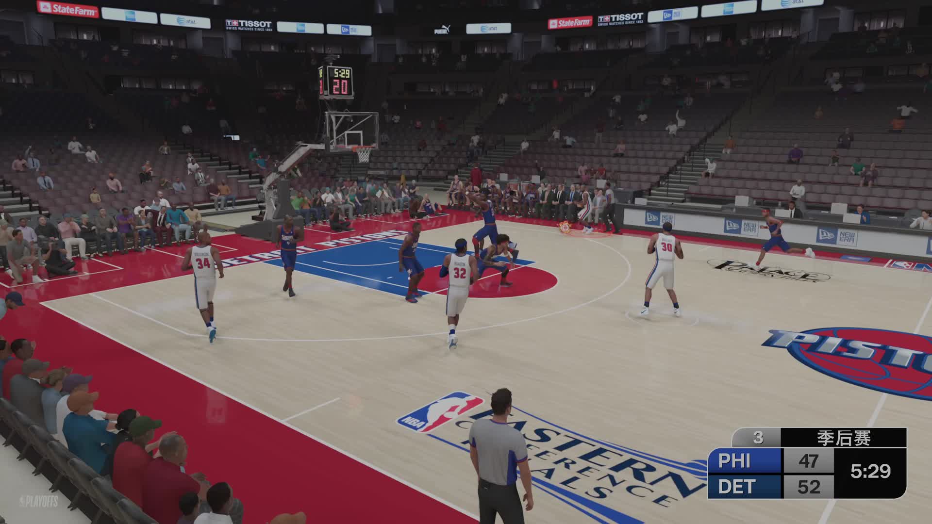 K1赛季 季后赛-东决G1 76人vs活塞 69-79