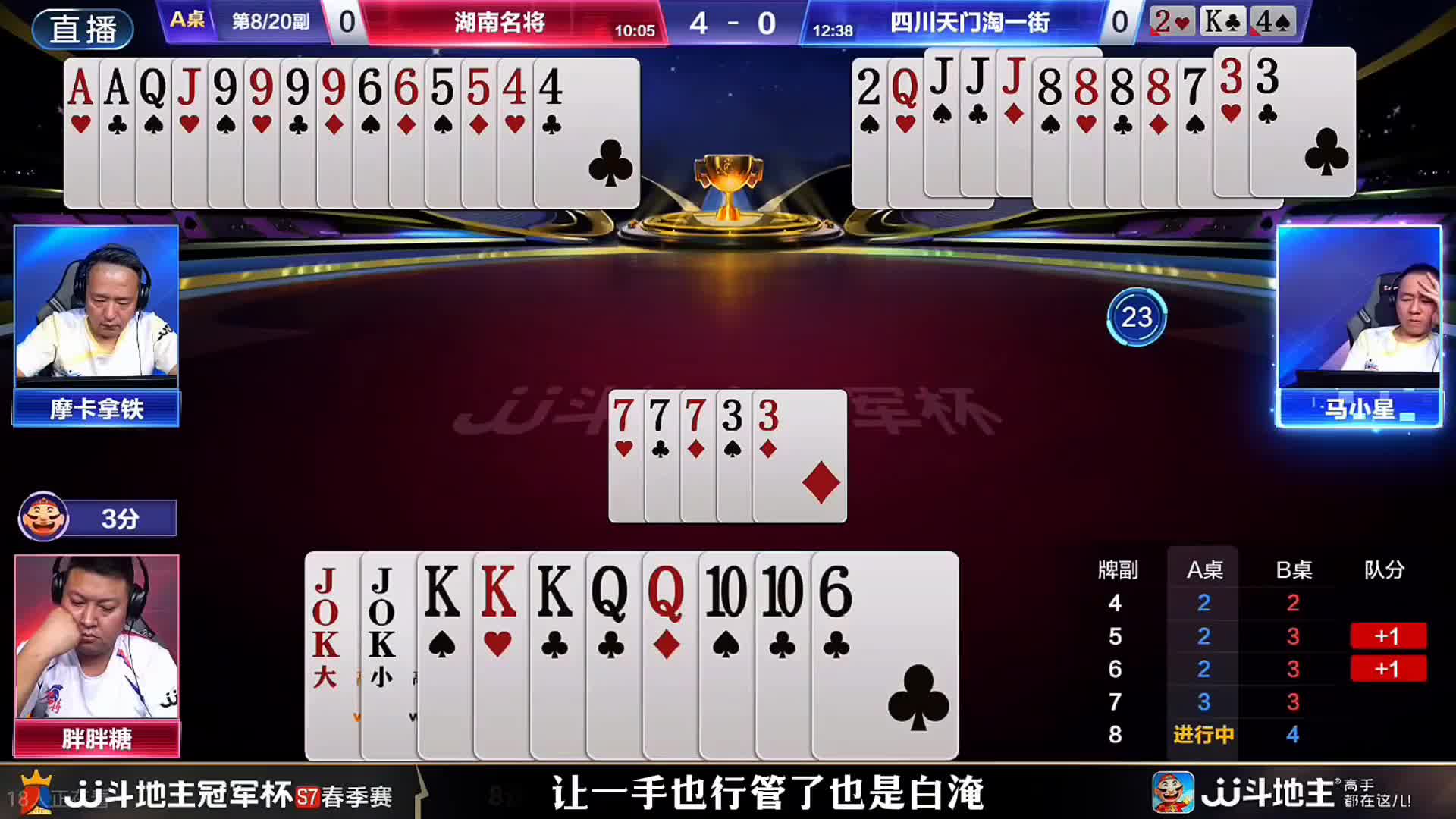 马小星突如其来的四个8一炸解决了同伴的后顾之忧