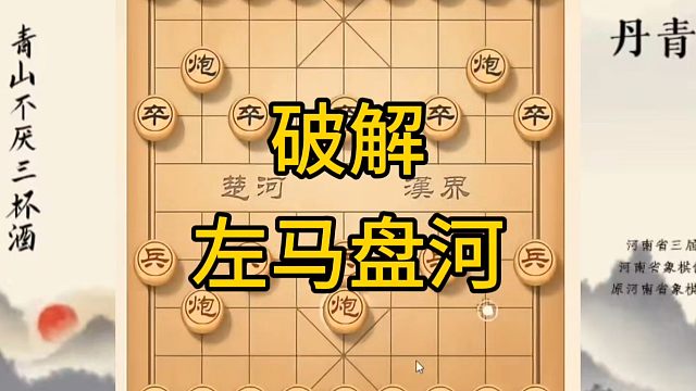河南省冠军黄丹青讲棋，象棋怎么学，象棋教学，破解左马盘河，讲解棋理，系统学习象棋。