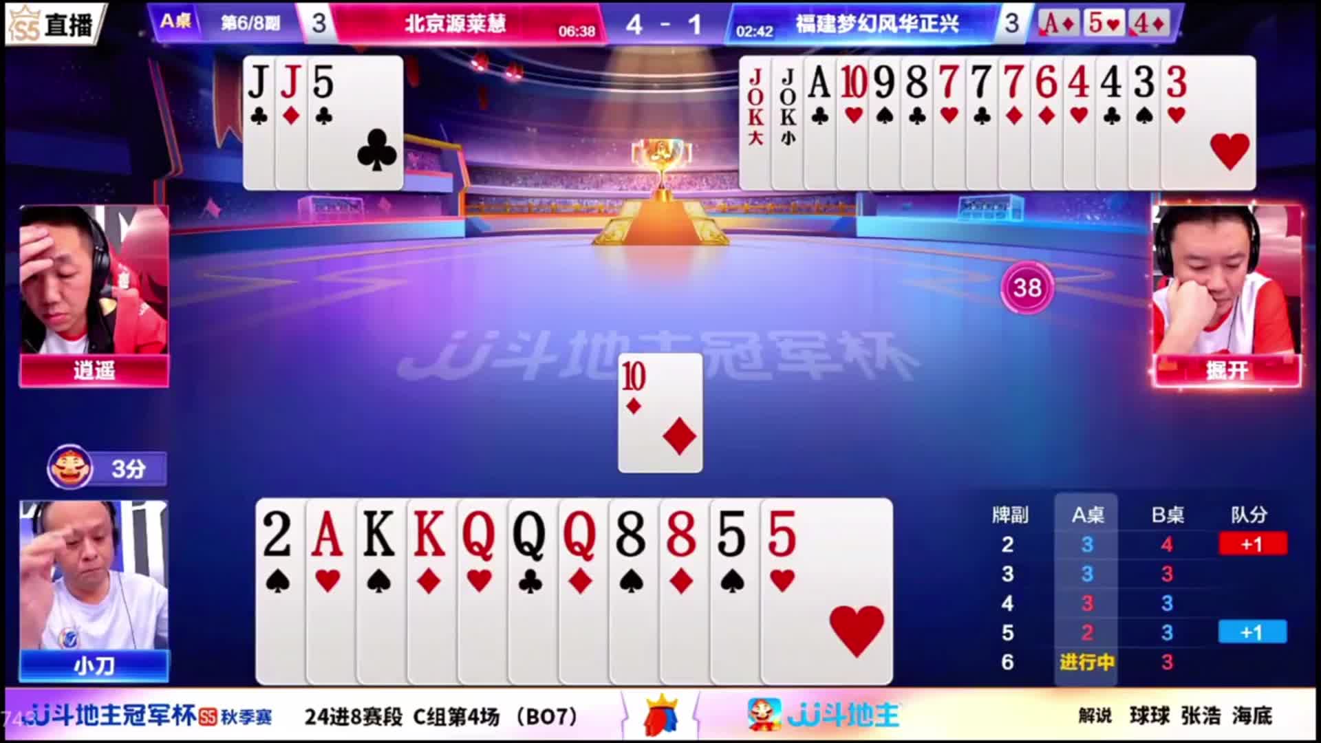 回顾一下，决胜局这副双赢牌局