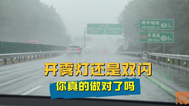 暴雨天开车，到底开雾灯还是双闪，喵哥现场讲解，你做对了吗？