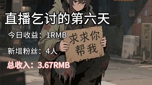 那你去突围游戏主播直播乞讨的第六天