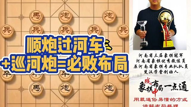 顺炮过河车➕巡河炮=必败布局！如何快速提升象棋水平系统学棋？如何学习布局、中局、残局？少走弯路，真心