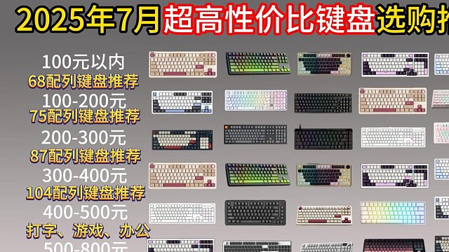 【闭眼可入机械键盘】2025年7月高性价比机械键盘选购攻略？学生党、游戏党、办公党入坑必看，狼蛛/R
