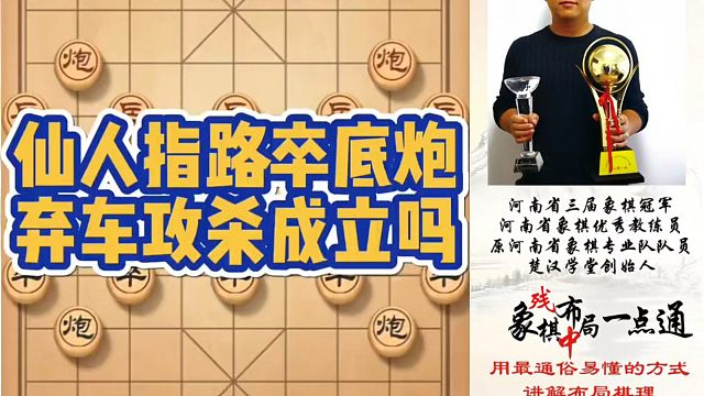 仙人指路卒底炮，弃马攻杀成立吗？如何快速提升象棋水平系统学棋？如何学习布局中局、残局？真心教棋，带你