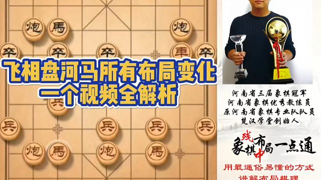 飞相盘河马所有布局变化，一个视频全解析！如何快速提升象棋水平系统学棋？如何学习布局、中局、残局？带你