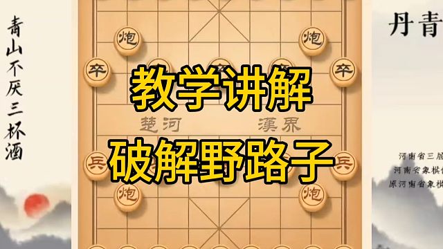 河南省冠军黄丹青讲棋，象棋怎么学，象棋教学，教学讲解破解野路子，讲解棋理，系统学习象棋。