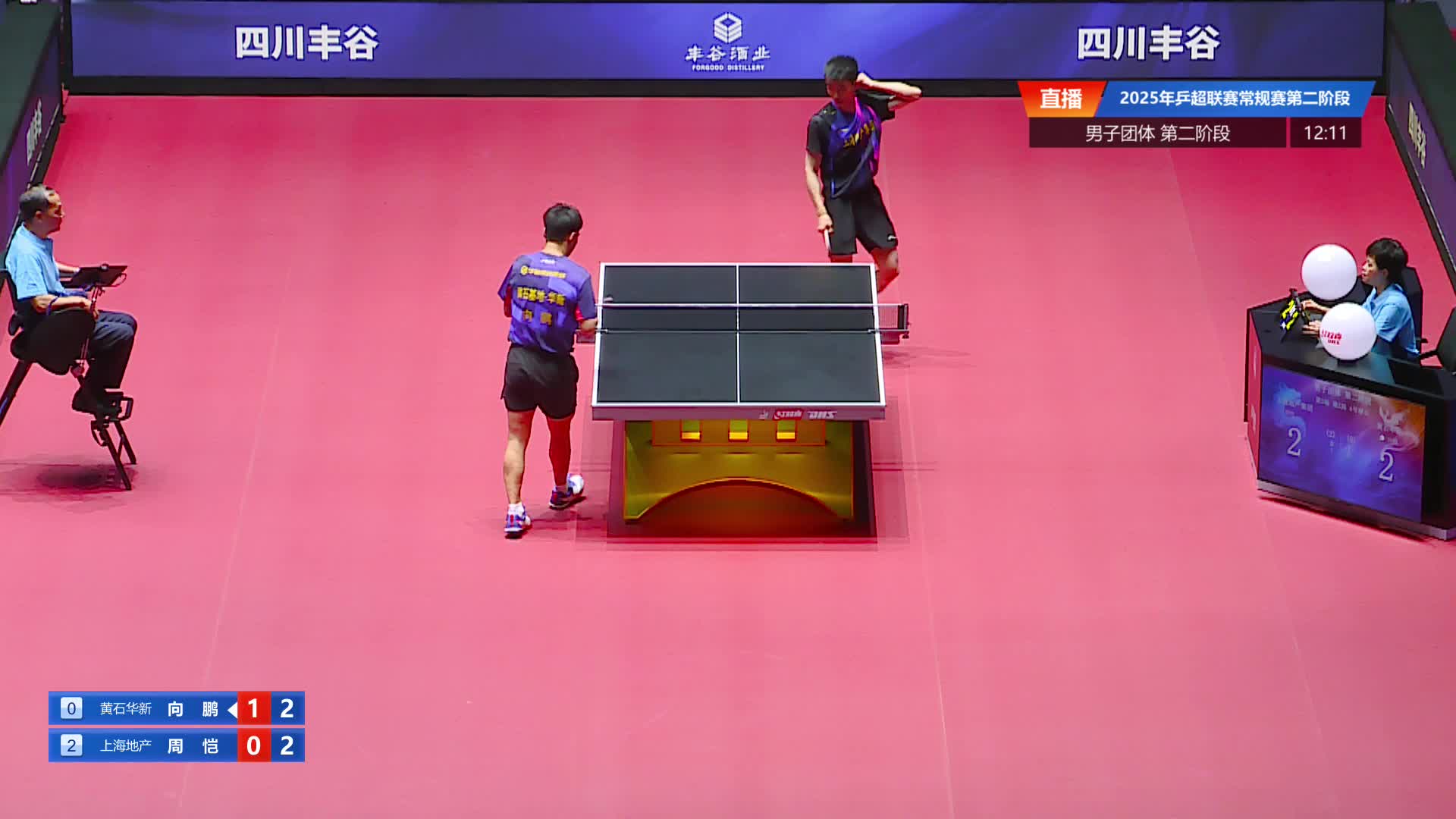 向鹏vs周恺 2025乒超联赛第二阶段 清流