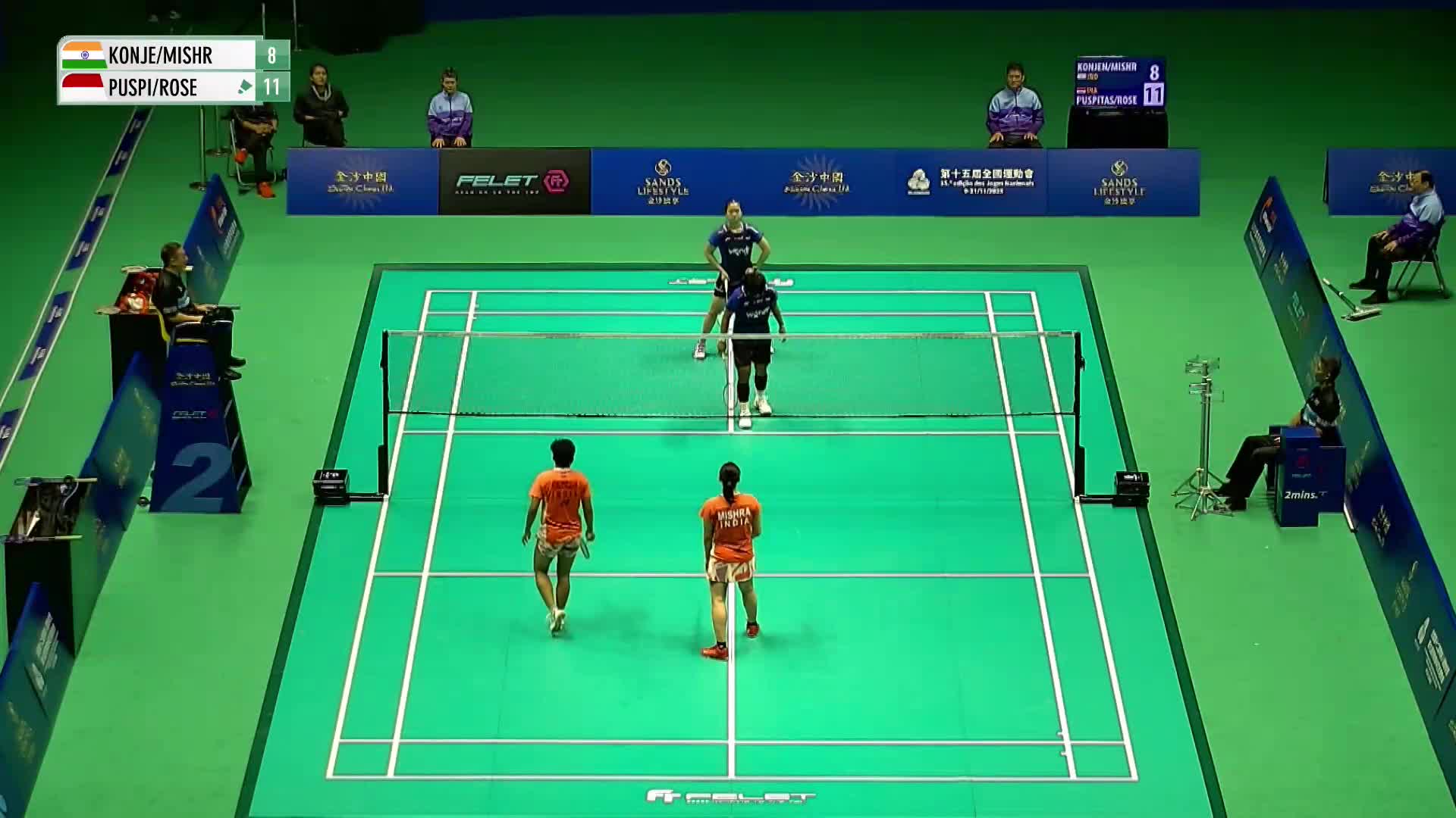 女双 普里娅/米什拉vs梅丽莎/阿莱西娅 1/8淘汰赛 2025澳门羽毛球公开赛 清流