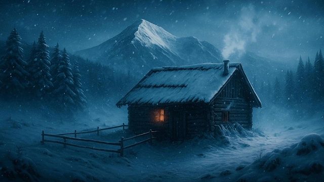 大雪中野外木屋避寒 烹饪 过夜