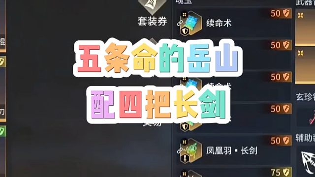五条命的岳山再配上四把长剑我看怎么个事？